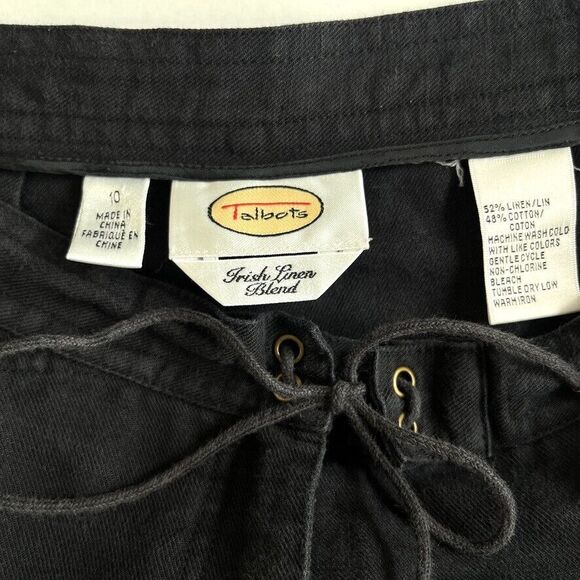 VTG 90s Talbots Irish Linen Blend High Waist Tapered Pants Black Womens 10 - Picture 4 of 11